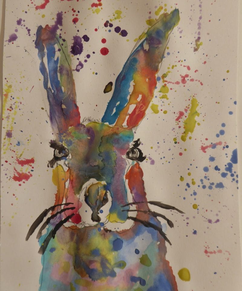 Pinewood prep school art Year 5 watercolour hare